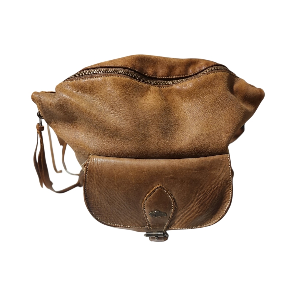 Roots Tan Leather Crossbody Bag